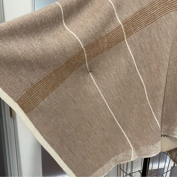 Echoview Fiber Mill Camel-Tan/Ivory Wool Poncho O/S Made In USA - Picture 5 of 9